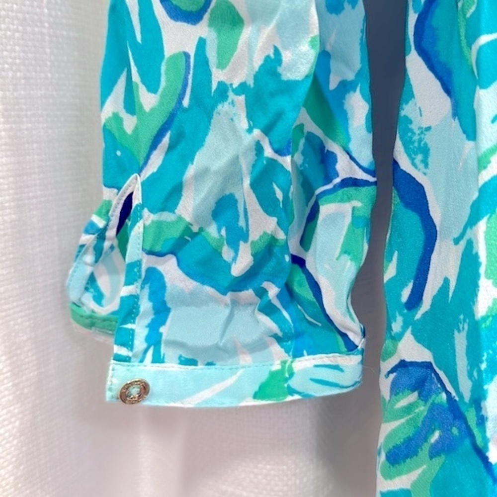 LILLY PULITZER Womens Agate Green Lazy River Delphine Stretch Silk Tunic Dress S - Picture 10 of 11
